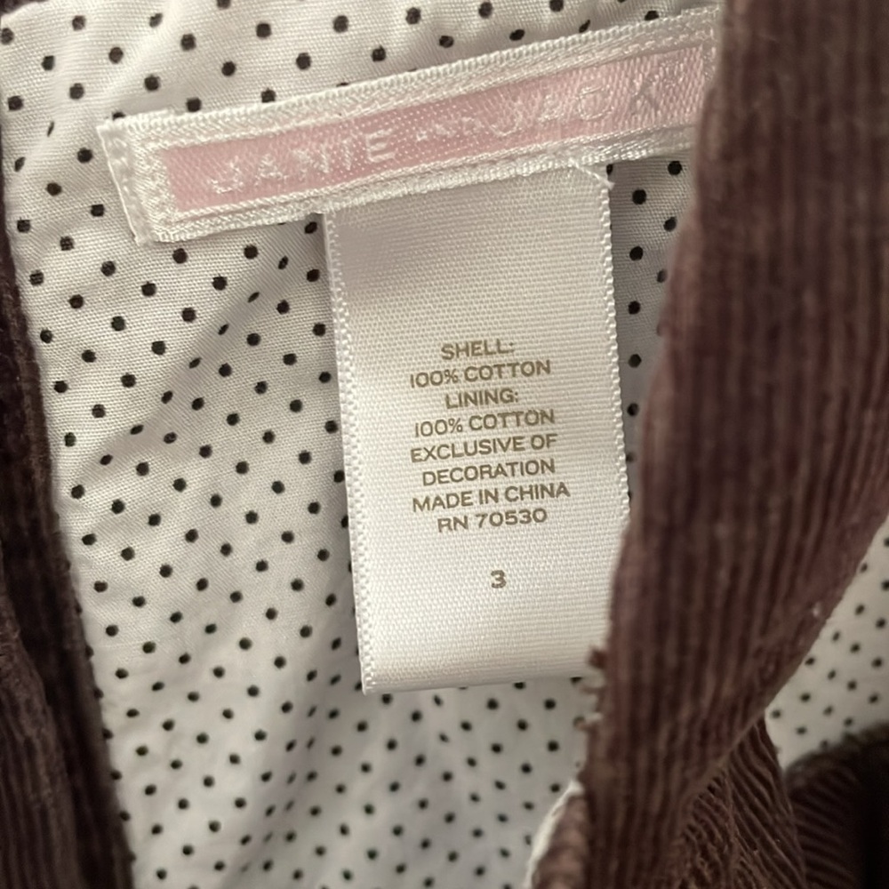 Janie and Jack Girls Brown Corduroy Dress | Ruffle Trim Embroidered Sleeveless - Picture 11 of 13
